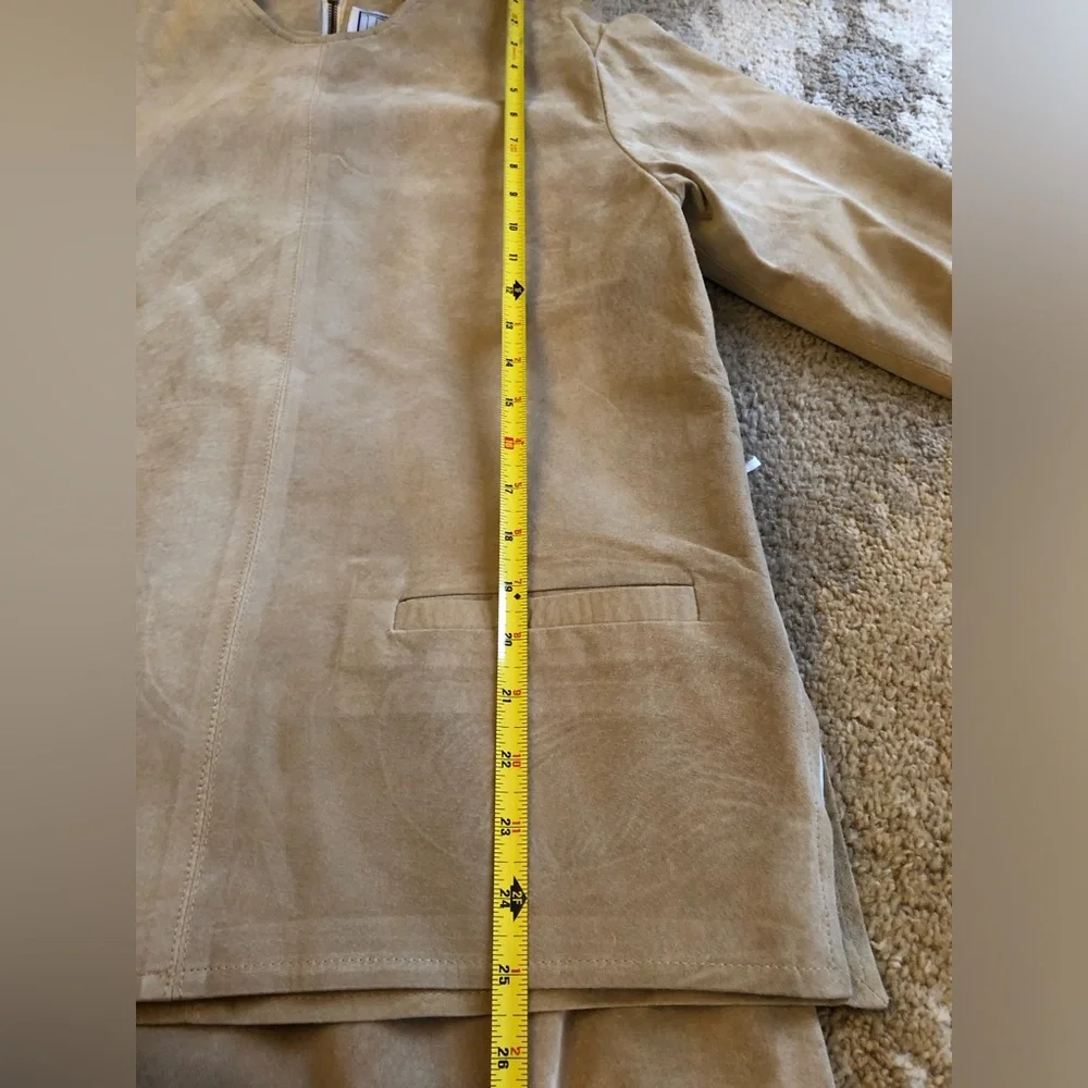 Erez Levy Saks Fifth Avenue Beige Suede Learher Skirt And Top Set Sz 4 Vintage! - Picture 5 of 16